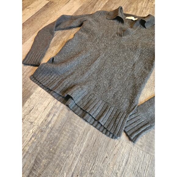 Tory burch wool Collared pullover v neck sweater Womens small gray - Picture 4 of 7